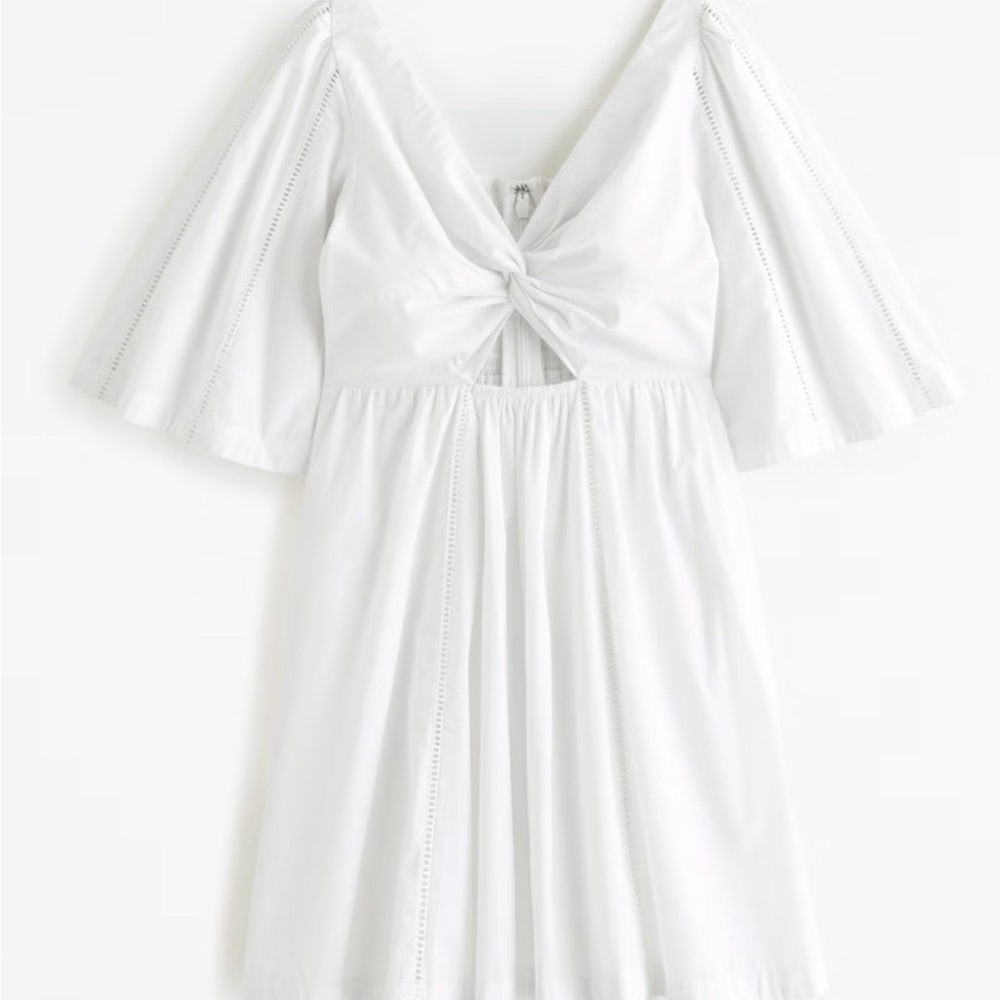 White Abercrombie cutout poplin mini dress with cutout